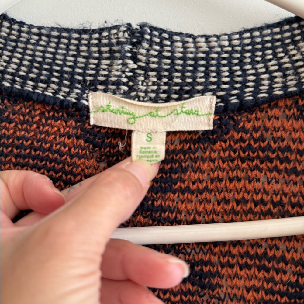 Anthropologie Orange and Blue Geometric Cardigan - Picture 4 of 4